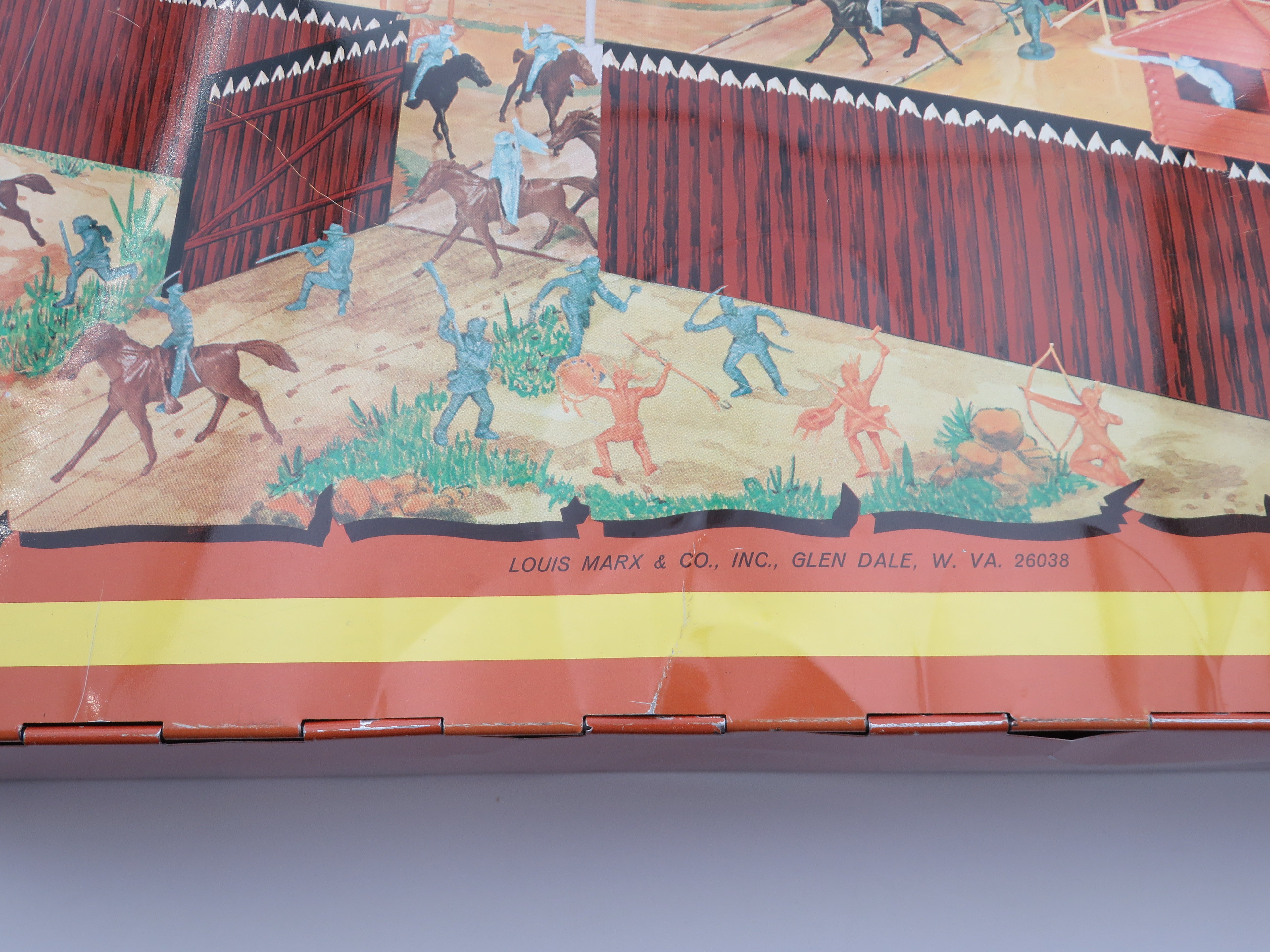 VINTAGE Carry All Action Fort Apache Tin Litho Playset - Louis Marx & Co. (c. 1960s) Collectible